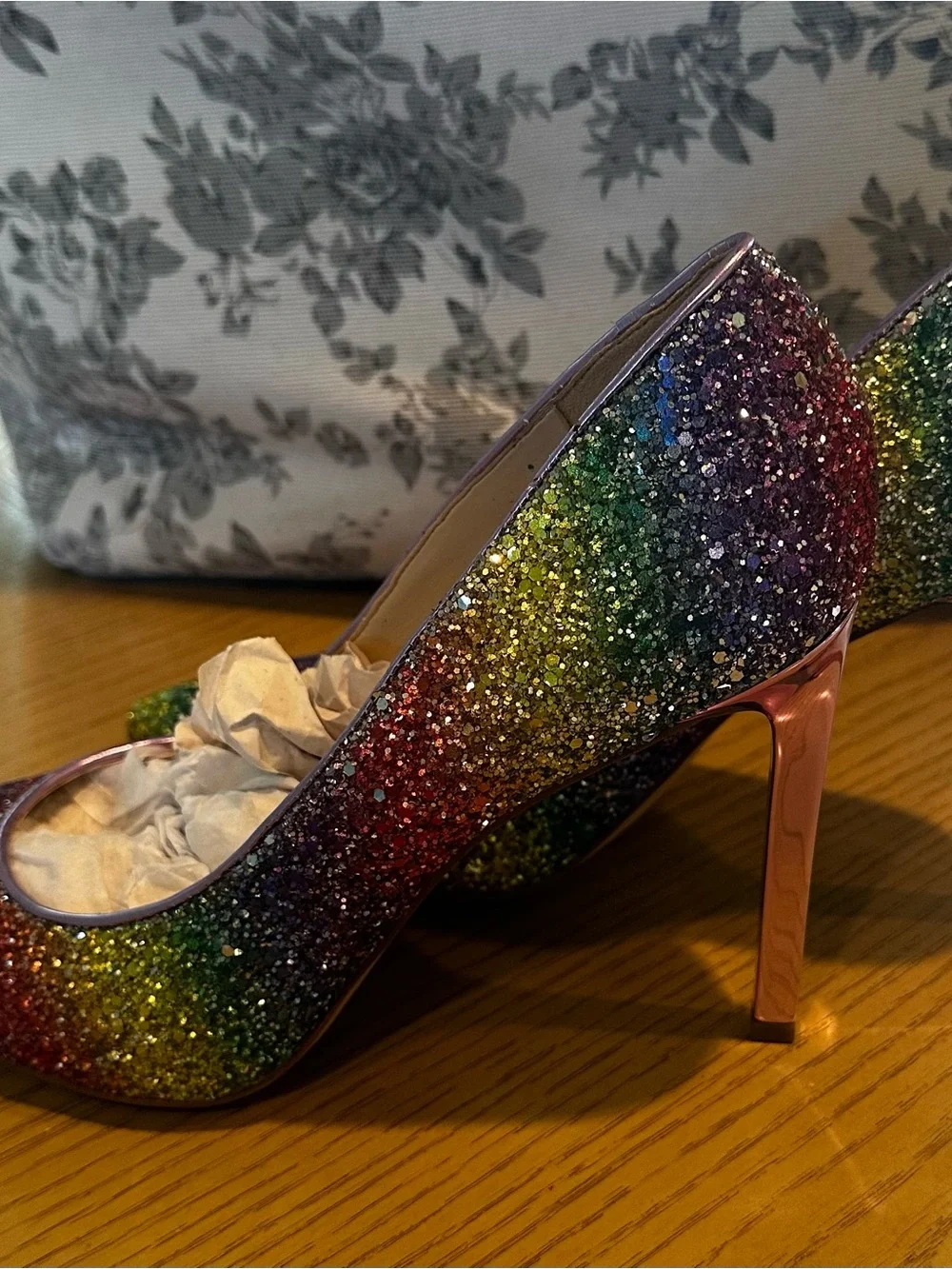 NWOT Nine West Rainbow Glitter Pointed Toe Pumps